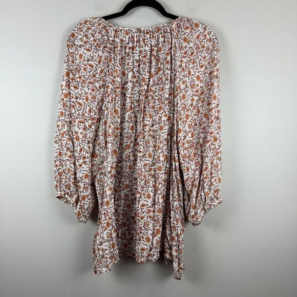 Jones New York Top Womens 2X Multi Floral Popover Long Sleeve Tunic Cottage Boho - Picture 3 of 10